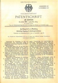 Patentschrift Selbstt&auml;tige Kupplung f&uuml;r Spielzeugeisenbahnen